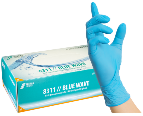 NITRAS BLUE WAVE Nitril-Einmalhandschuhe blau Box 100 Stück